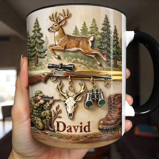 Capture The Thrill Of The Hunt With Deer And Rifle - Personalized Custom Accent Mug - HTG006_AMUG