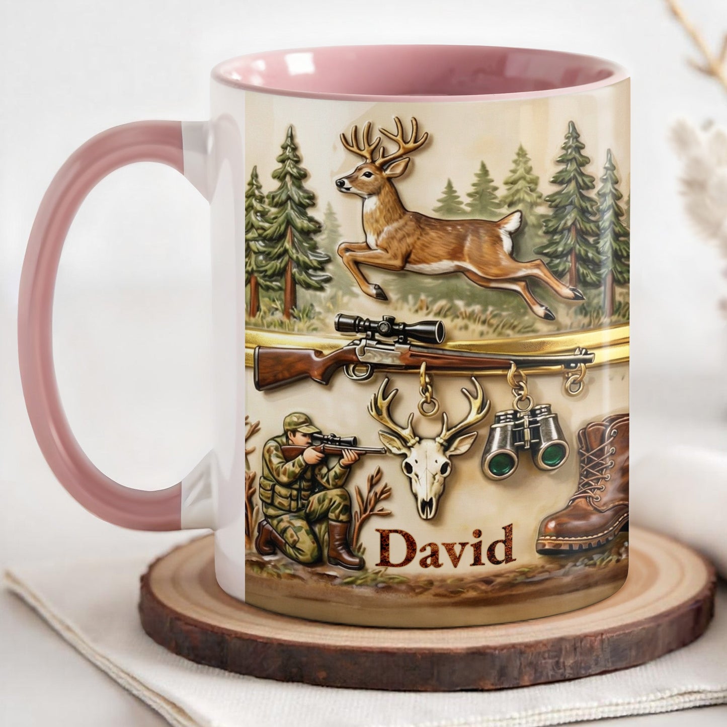 Capture The Thrill Of The Hunt With Deer And Rifle - Personalized Custom Accent Mug - HTG006_AMUG