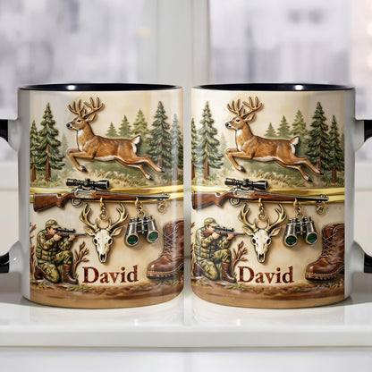 Capture The Thrill Of The Hunt With Deer And Rifle - Personalized Custom Accent Mug - HTG006_AMUG