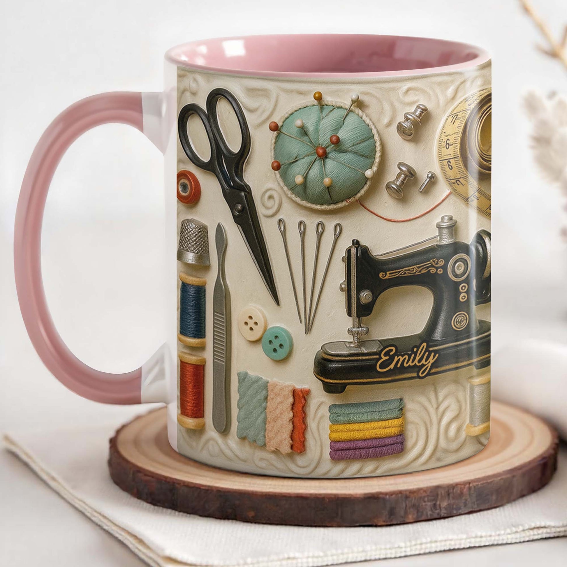 Perfect Gift For Creative Souls With Sewing Theme - Personalized Custom Accent Mug - JBS020_AMUG