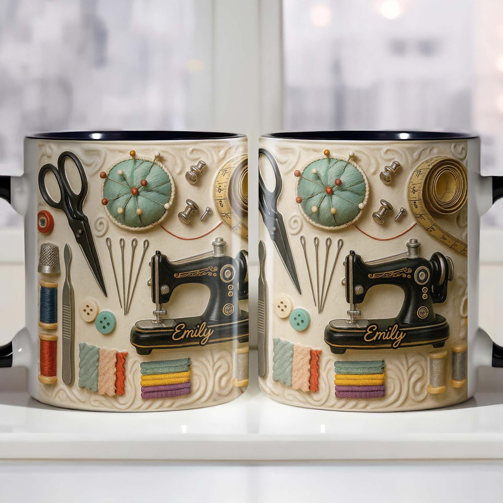 Perfect Gift For Creative Souls With Sewing Theme - Personalized Custom Accent Mug - JBS020_AMUG