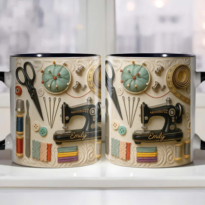 Perfect Gift For Creative Souls With Sewing Theme - Personalized Custom Accent Mug - JBS020_AMUG