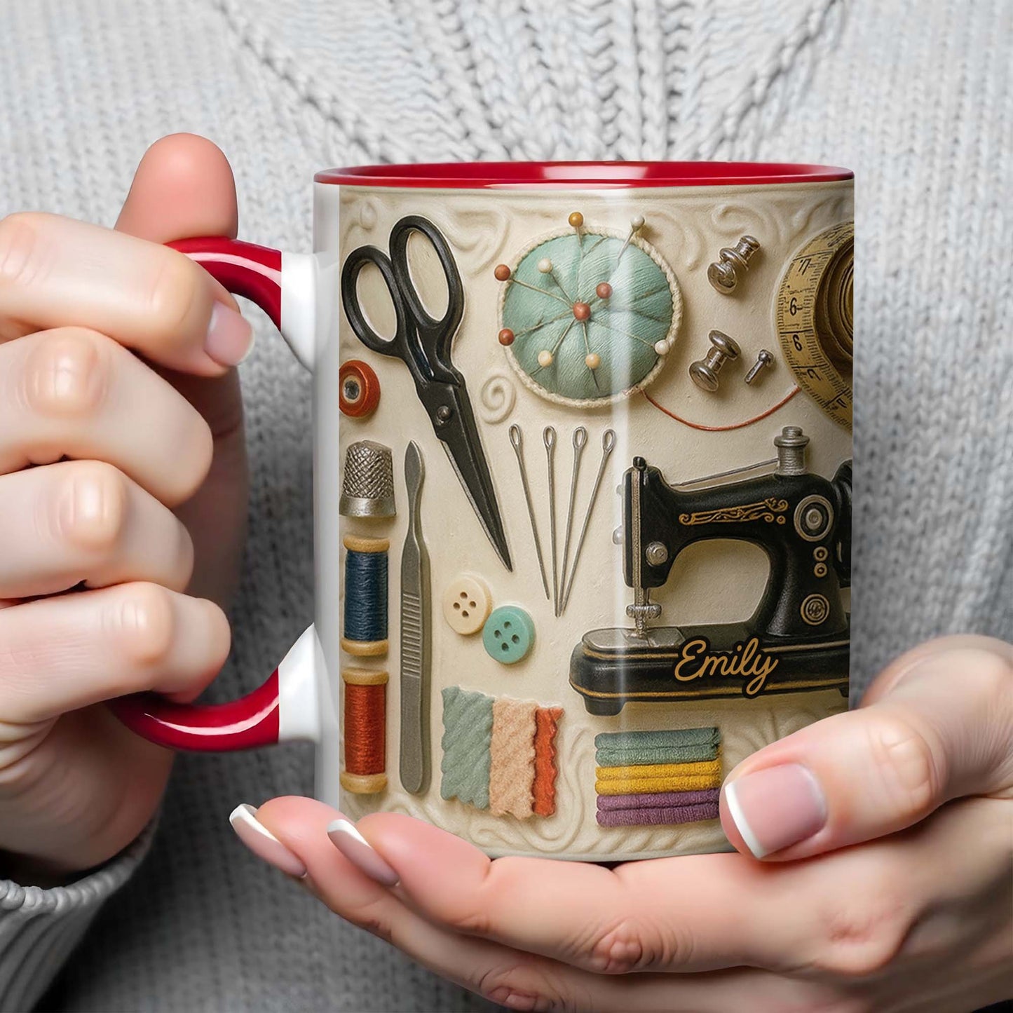 Perfect Gift For Creative Souls With Sewing Theme - Personalized Custom Accent Mug - JBS020_AMUG