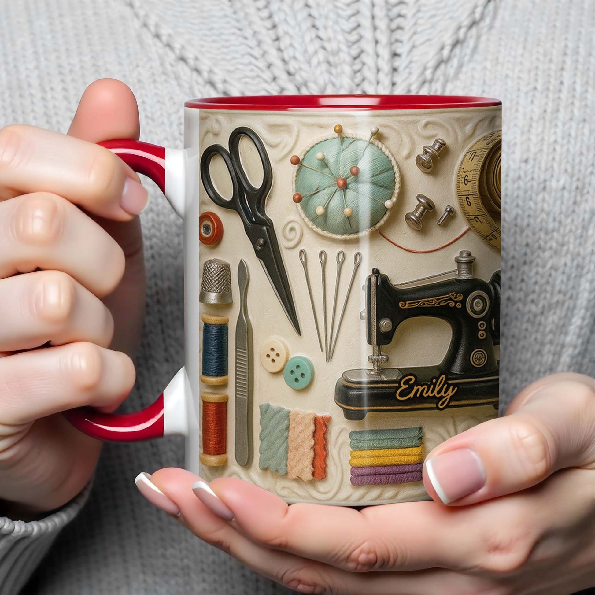 Perfect Gift For Creative Souls With Sewing Theme - Personalized Custom Accent Mug - JBS020_AMUG
