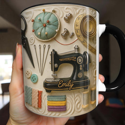 Perfect Gift For Creative Souls With Sewing Theme - Personalized Custom Accent Mug - JBS020_AMUG