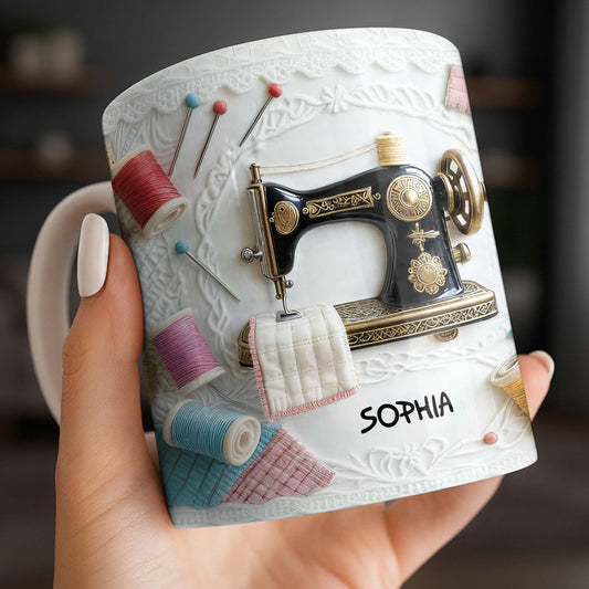 A Perfect Gift For The Passionate Crafter With Vintage Sewing Machine And Thread - Personalized Custom Coffee Mug - JBS049_MG