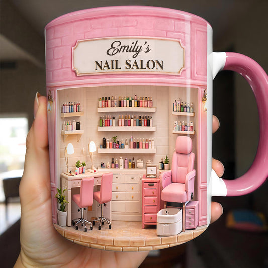 My Nail Salon With Pink Interior And Polish Bottles - Personalized Custom Accent Mug - JBS108_AMUG