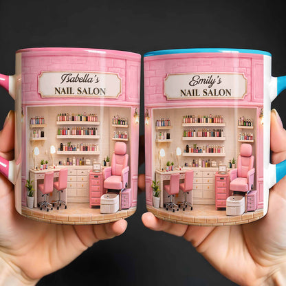 My Nail Salon With Pink Interior And Polish Bottles - Personalized Custom Accent Mug - JBS108_AMUG