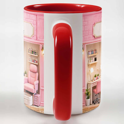 My Nail Salon With Pink Interior And Polish Bottles - Personalized Custom Accent Mug - JBS108_AMUG