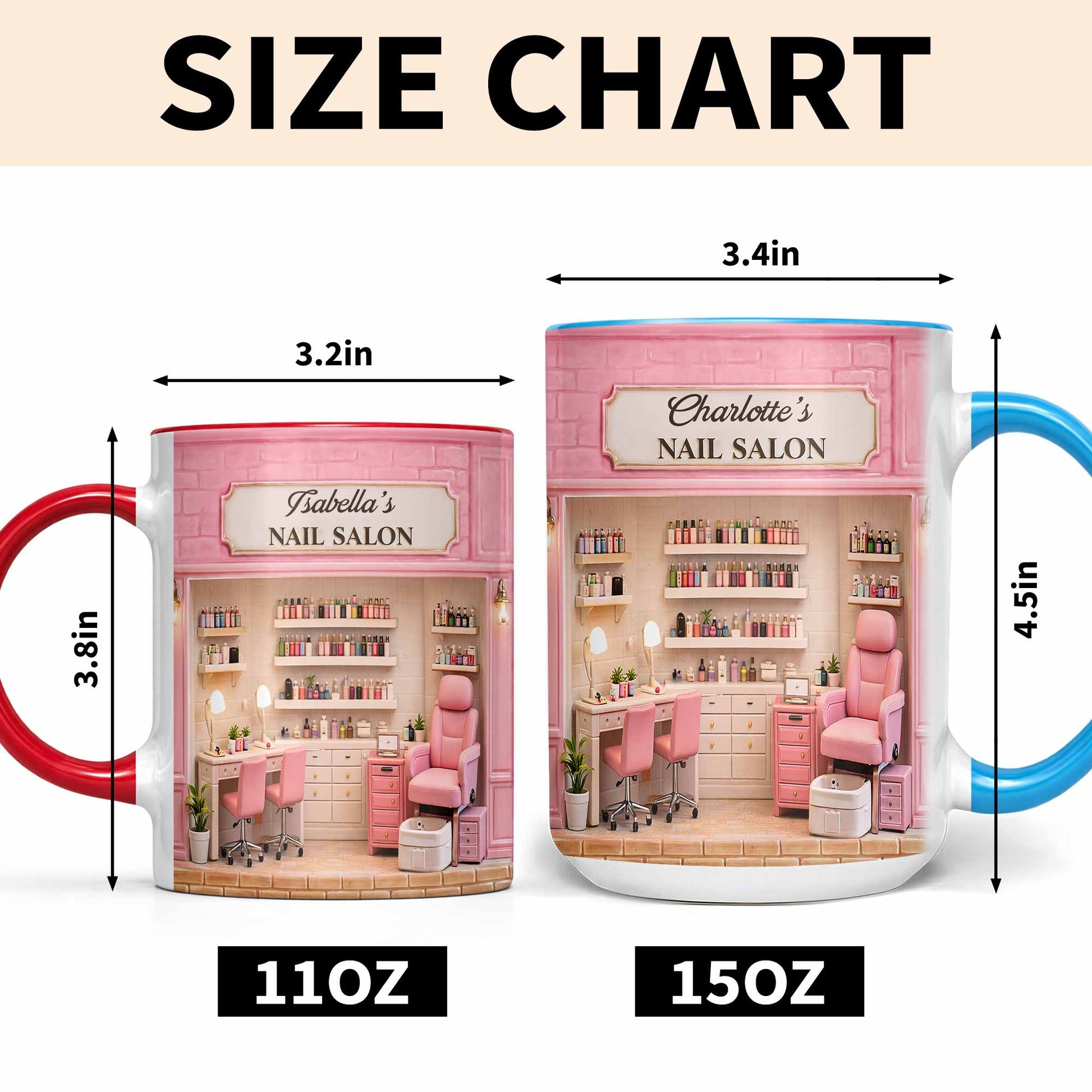 My Nail Salon With Pink Interior And Polish Bottles - Personalized Custom Accent Mug - JBS108_AMUG