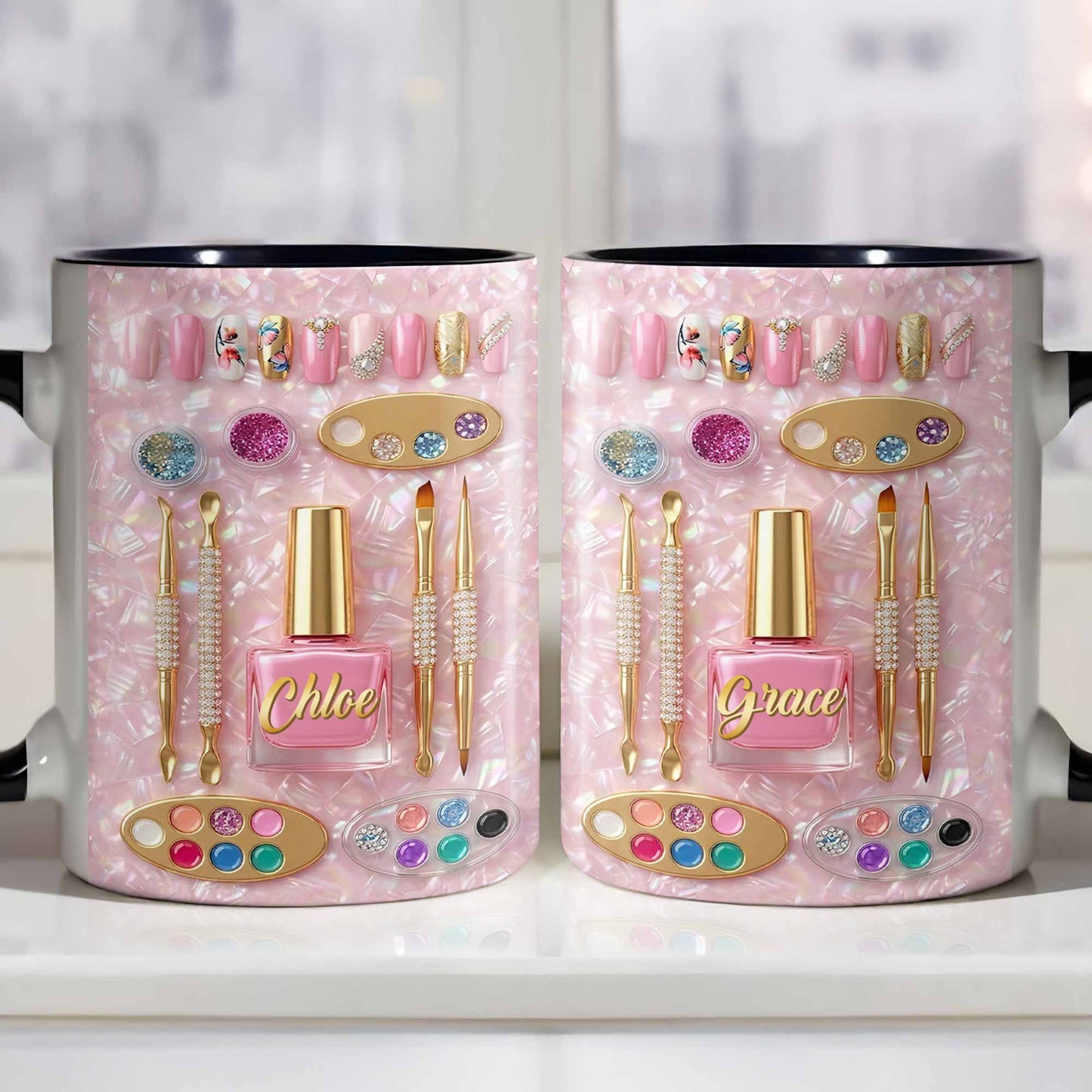 Stay Fabulous Manicure Set With Nail Polish And Beauty Tools - Personalized Custom Accent Mug - JBS130_AMUG