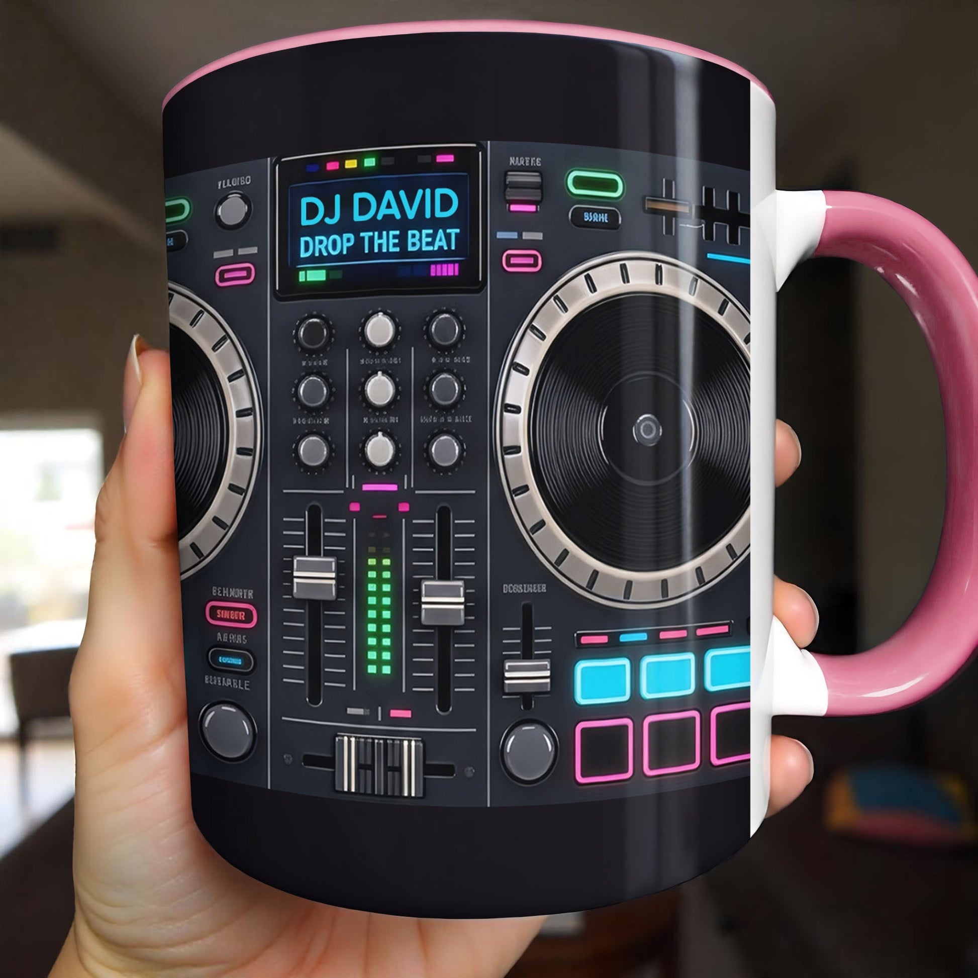 Drop The Beat Personalized DJ Controller Mixer And Turntable - Personalized Custom Accent Mug - JBS137_AMUG