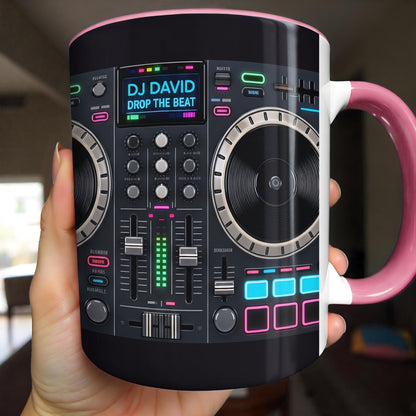 Drop The Beat Personalized DJ Controller Mixer And Turntable - Personalized Custom Accent Mug - JBS137_AMUG