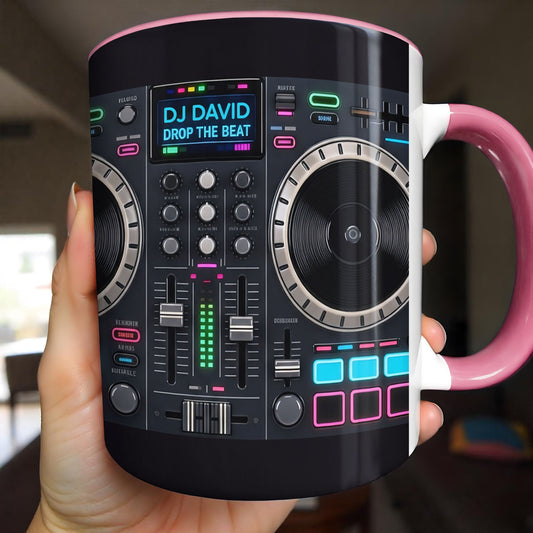 Drop The Beat Personalized DJ Controller Mixer And Turntable - Personalized Custom Accent Mug - JBS137_AMUG