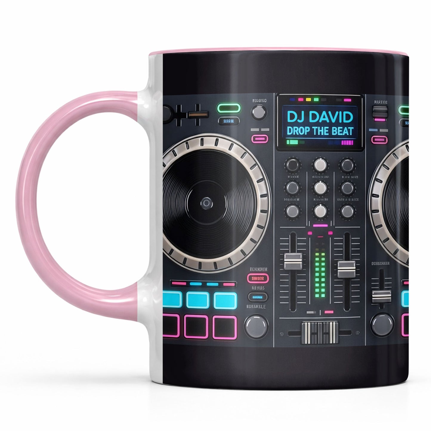 Drop The Beat Personalized DJ Controller Mixer And Turntable - Personalized Custom Accent Mug - JBS137_AMUG