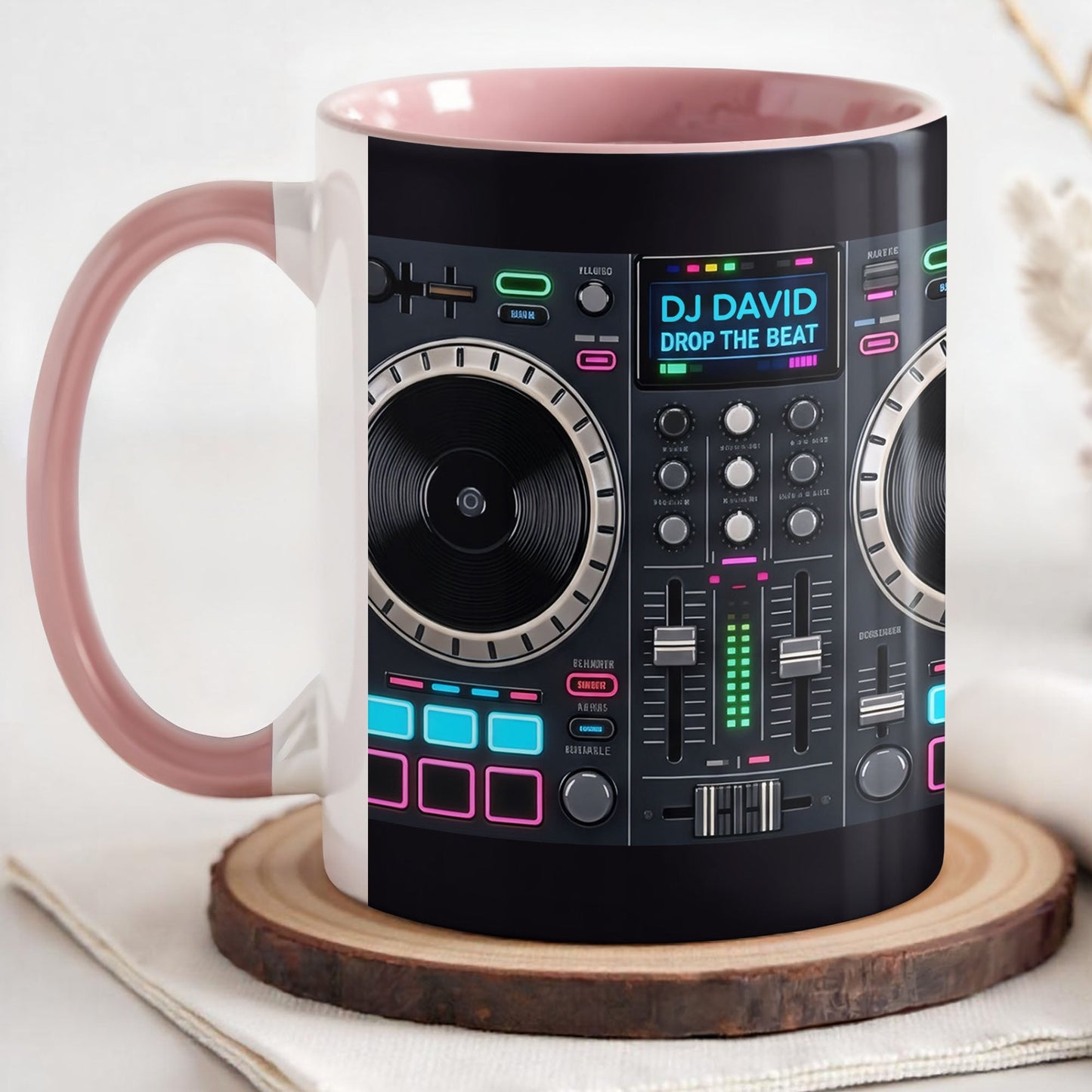 Drop The Beat Personalized DJ Controller Mixer And Turntable - Personalized Custom Accent Mug - JBS137_AMUG