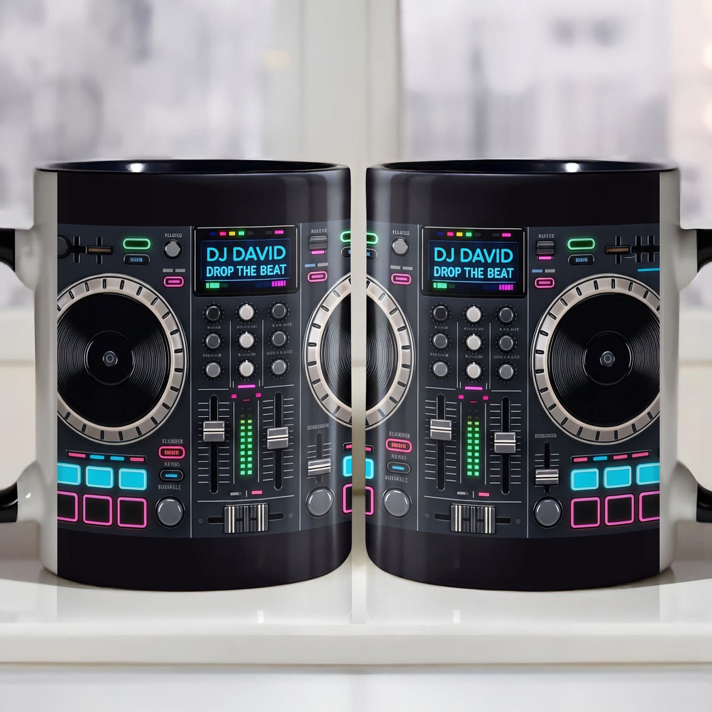 Drop The Beat Personalized DJ Controller Mixer And Turntable - Personalized Custom Accent Mug - JBS137_AMUG