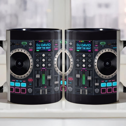 Drop The Beat Personalized DJ Controller Mixer And Turntable - Personalized Custom Accent Mug - JBS137_AMUG