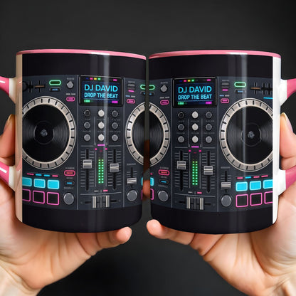 Drop The Beat Personalized DJ Controller Mixer And Turntable - Personalized Custom Accent Mug - JBS137_AMUG