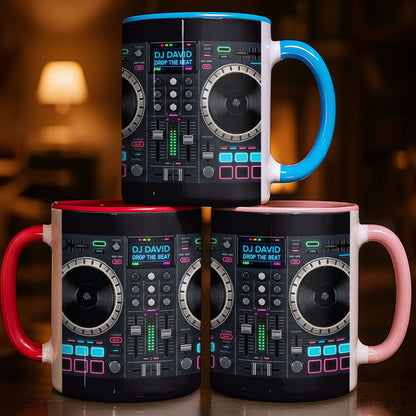 Drop The Beat Personalized DJ Controller Mixer And Turntable - Personalized Custom Accent Mug - JBS137_AMUG