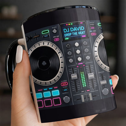 Drop The Beat Personalized DJ Controller Mixer And Turntable - Personalized Custom Accent Mug - JBS137_AMUG