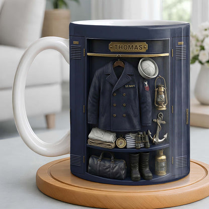 US Navy Locker With Uniform Anchor And Sailor Gear - Personalized Custom Coffee Mug - JBS142_MG