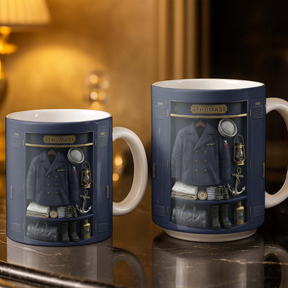 US Navy Locker With Uniform Anchor And Sailor Gear - Personalized Custom Coffee Mug - JBS142_MG