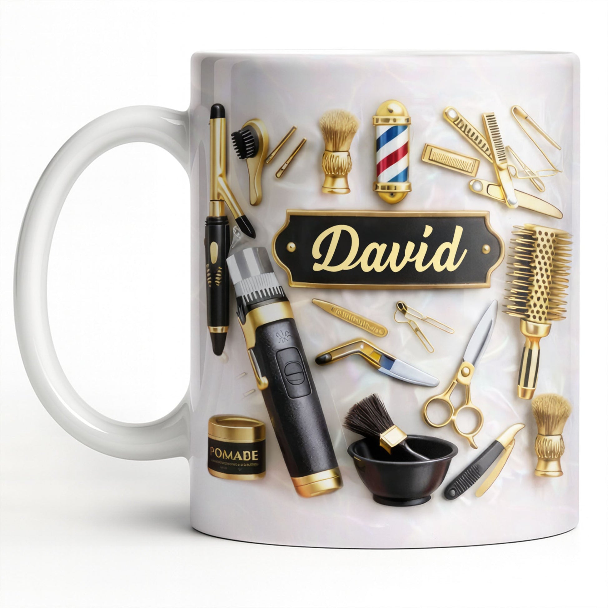 Professional Barber Tools And Accessories With 3D Effect Barber Pole - Personalized Custom Coffee Mug - JBS217_MG