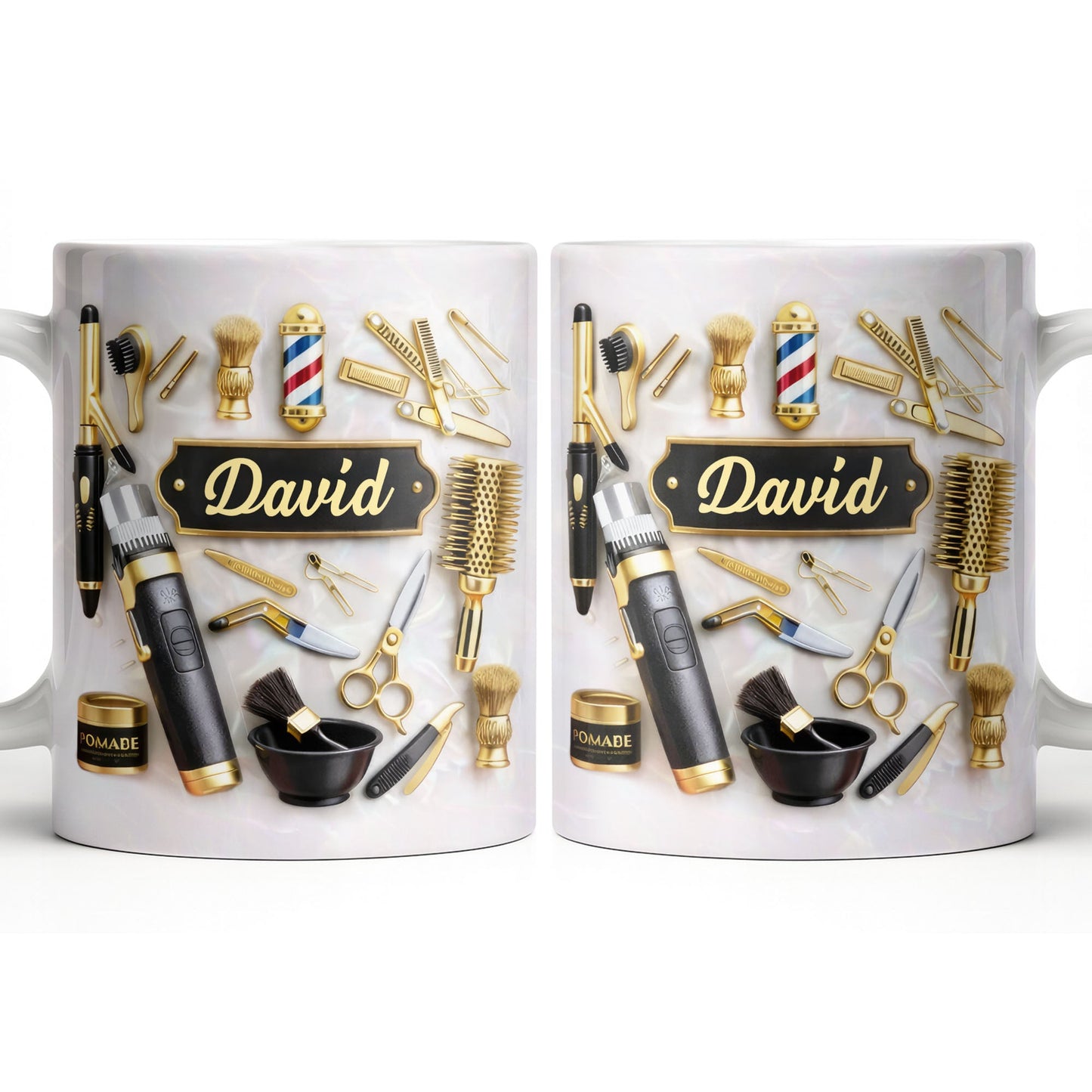 Professional Barber Tools And Accessories With 3D Effect Barber Pole - Personalized Custom Coffee Mug - JBS217_MG