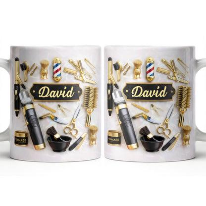 Professional Barber Tools And Accessories With 3D Effect Barber Pole - Personalized Custom Coffee Mug - JBS217_MG