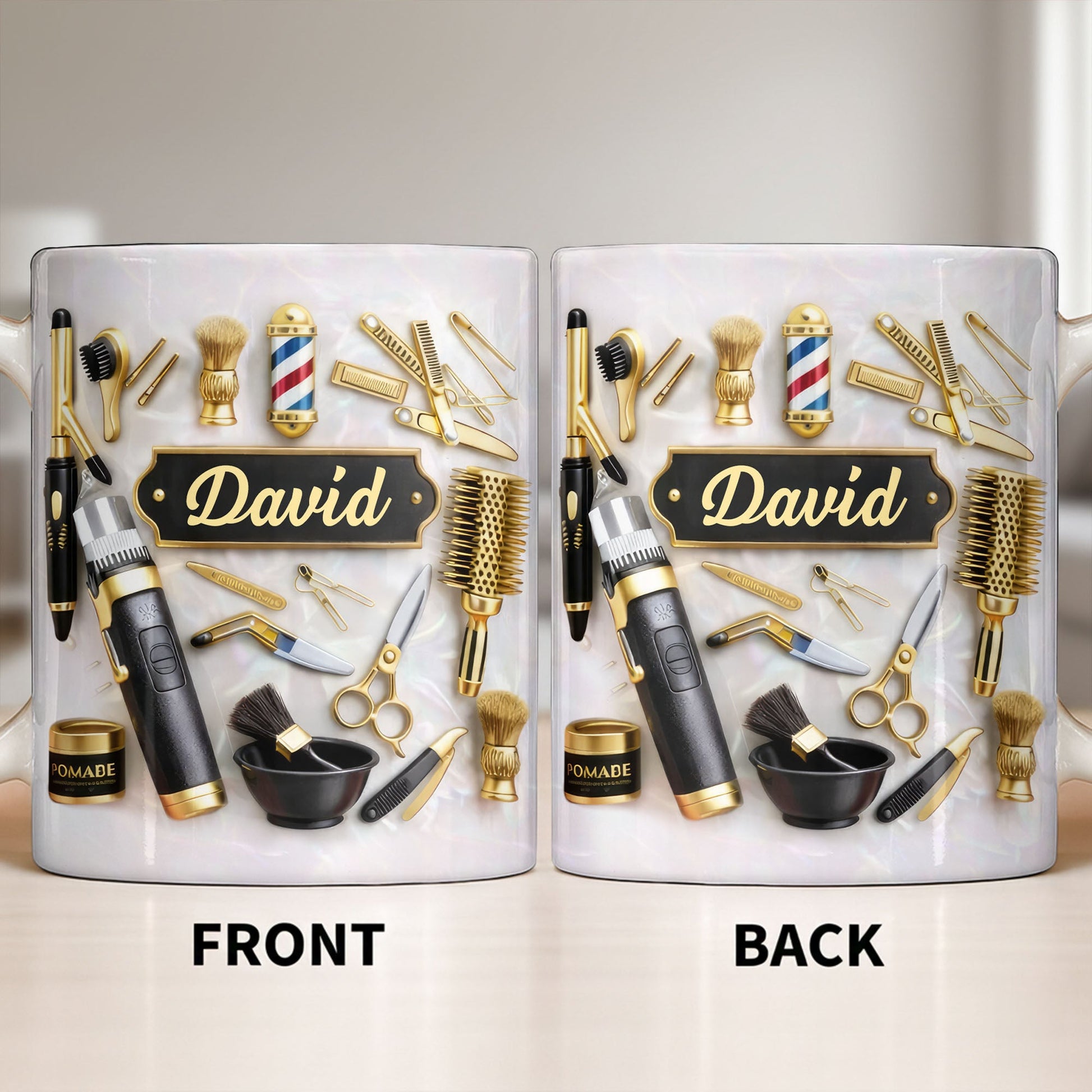 Professional Barber Tools And Accessories With 3D Effect Barber Pole - Personalized Custom Coffee Mug - JBS217_MG