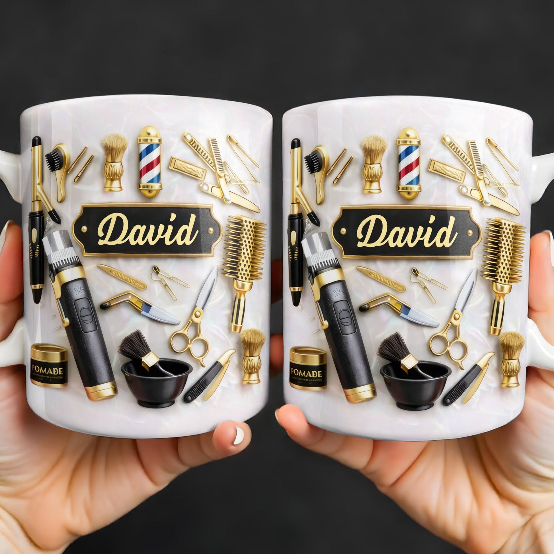 Professional Barber Tools And Accessories With 3D Effect Barber Pole - Personalized Custom Coffee Mug - JBS217_MG