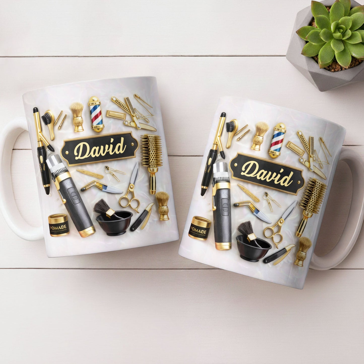 Professional Barber Tools And Accessories With 3D Effect Barber Pole - Personalized Custom Coffee Mug - JBS217_MG