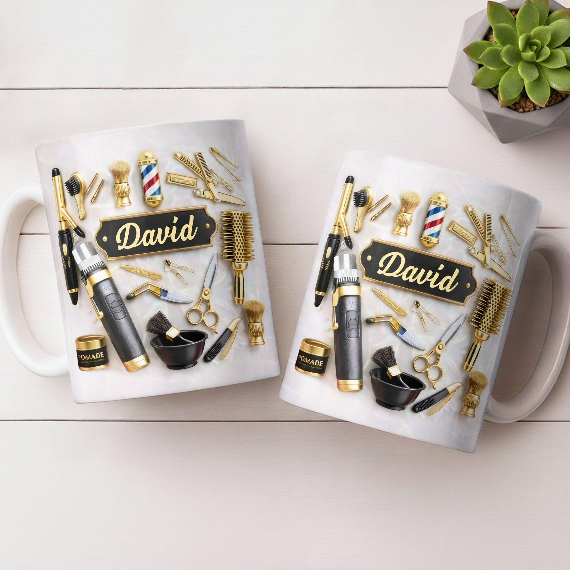 Professional Barber Tools And Accessories With 3D Effect Barber Pole - Personalized Custom Coffee Mug - JBS217_MG
