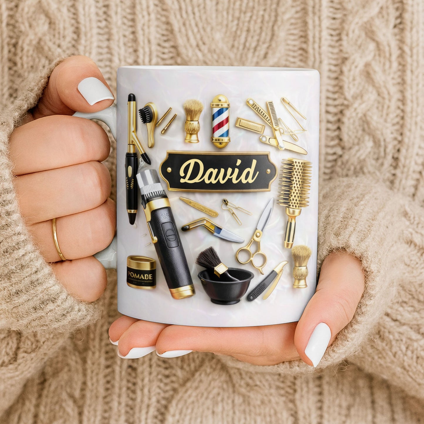 Professional Barber Tools And Accessories With 3D Effect Barber Pole - Personalized Custom Coffee Mug - JBS217_MG
