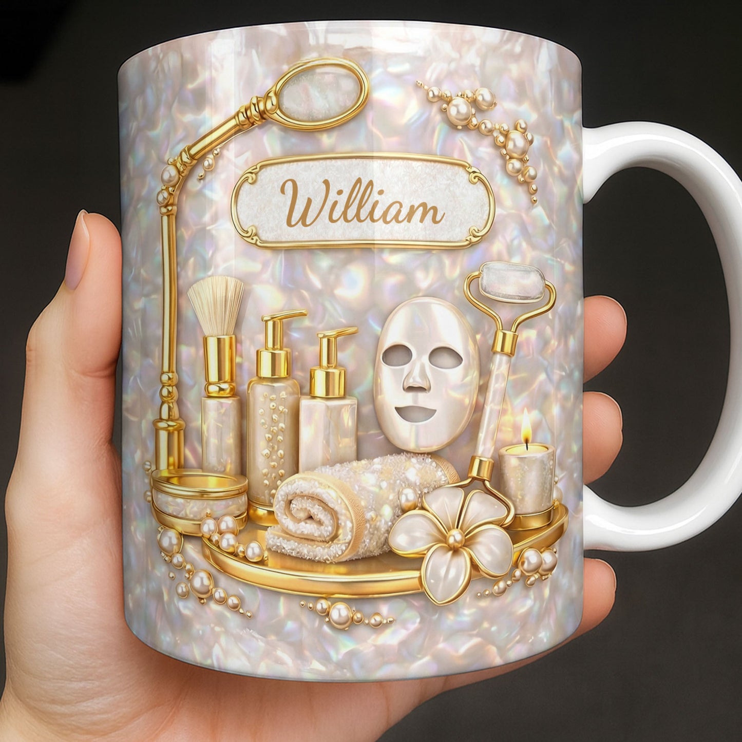 Skincare Essentials For The Best Esthetician With Pearls And Tools - Personalized Custom Coffee Mug - JBS225_MG