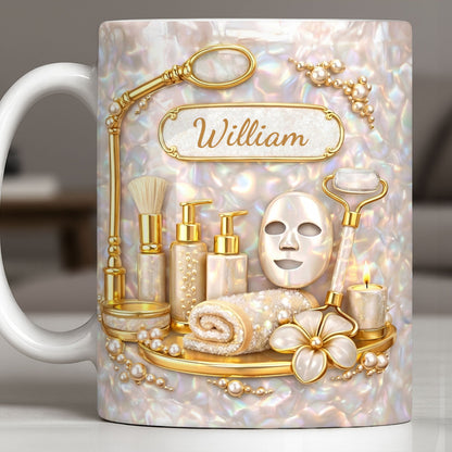 Skincare Essentials For The Best Esthetician With Pearls And Tools - Personalized Custom Coffee Mug - JBS225_MG