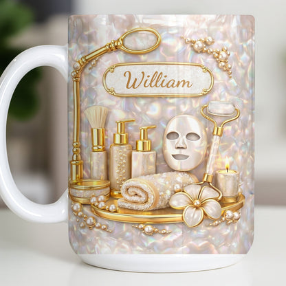 Skincare Essentials For The Best Esthetician With Pearls And Tools - Personalized Custom Coffee Mug - JBS225_MG