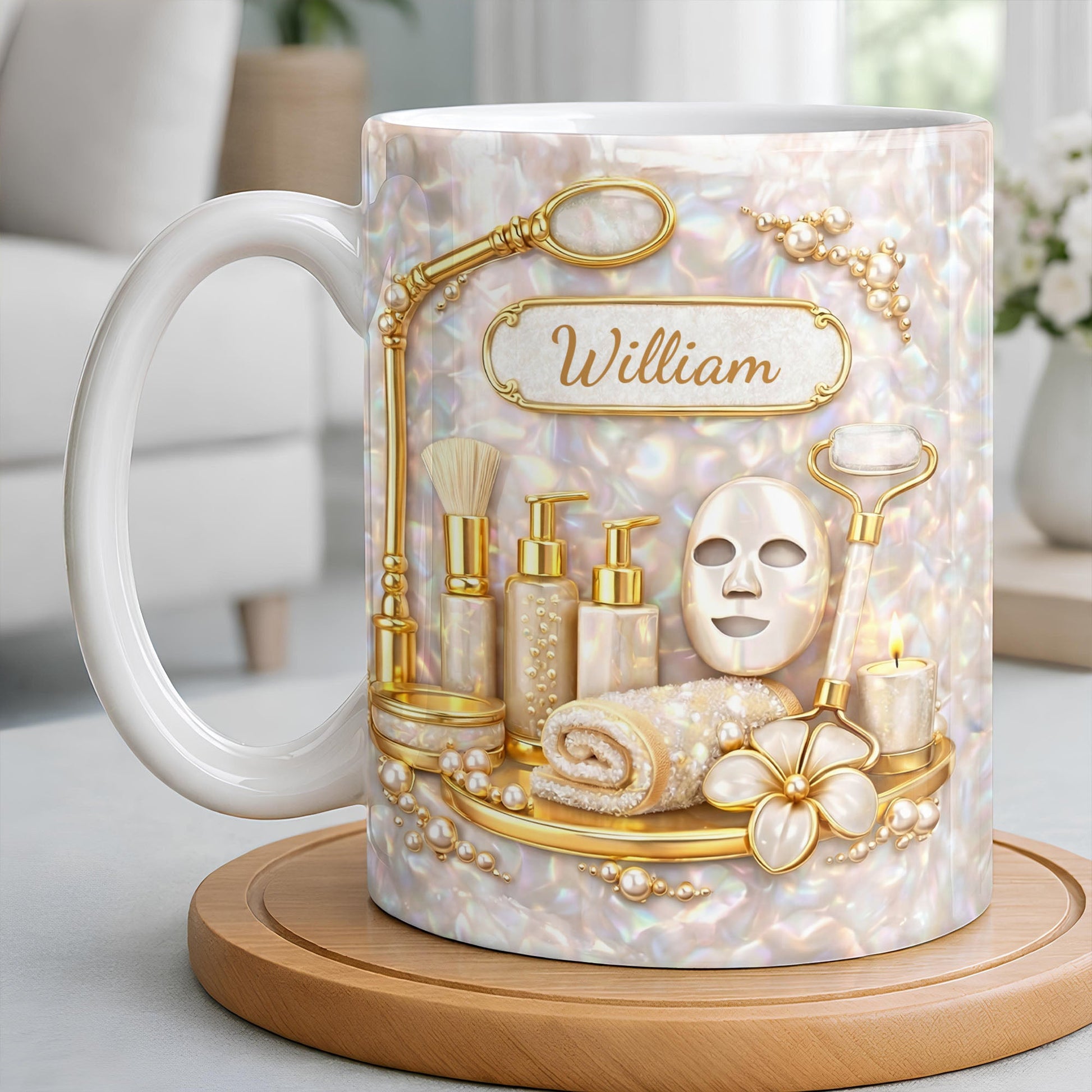 Skincare Essentials For The Best Esthetician With Pearls And Tools - Personalized Custom Coffee Mug - JBS225_MG