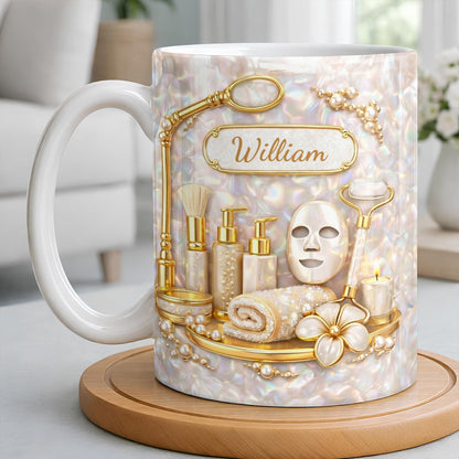Skincare Essentials For The Best Esthetician With Pearls And Tools - Personalized Custom Coffee Mug - JBS225_MG