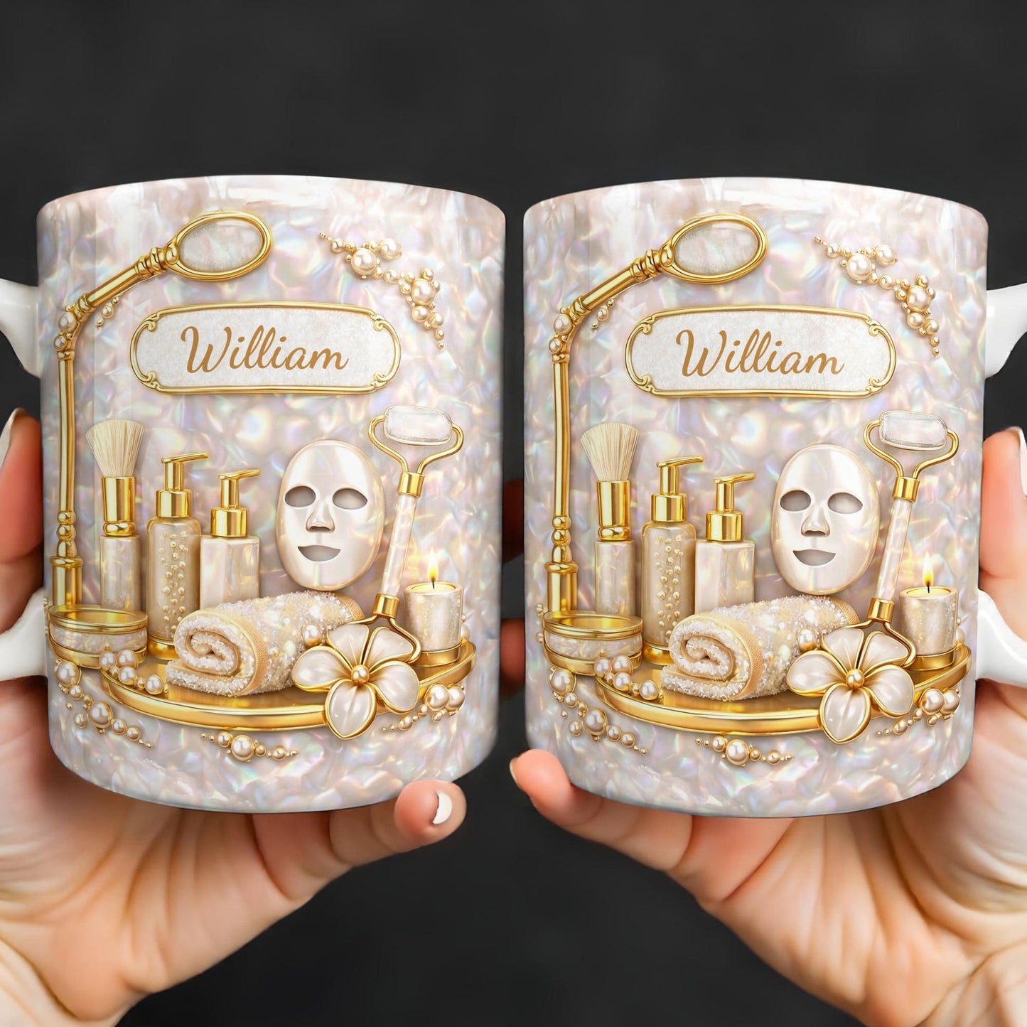Skincare Essentials For The Best Esthetician With Pearls And Tools - Personalized Custom Coffee Mug - JBS225_MG