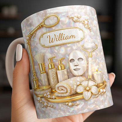 Skincare Essentials For The Best Esthetician With Pearls And Tools - Personalized Custom Coffee Mug - JBS225_MG
