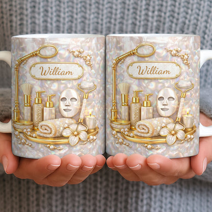 Skincare Essentials For The Best Esthetician With Pearls And Tools - Personalized Custom Coffee Mug - JBS225_MG