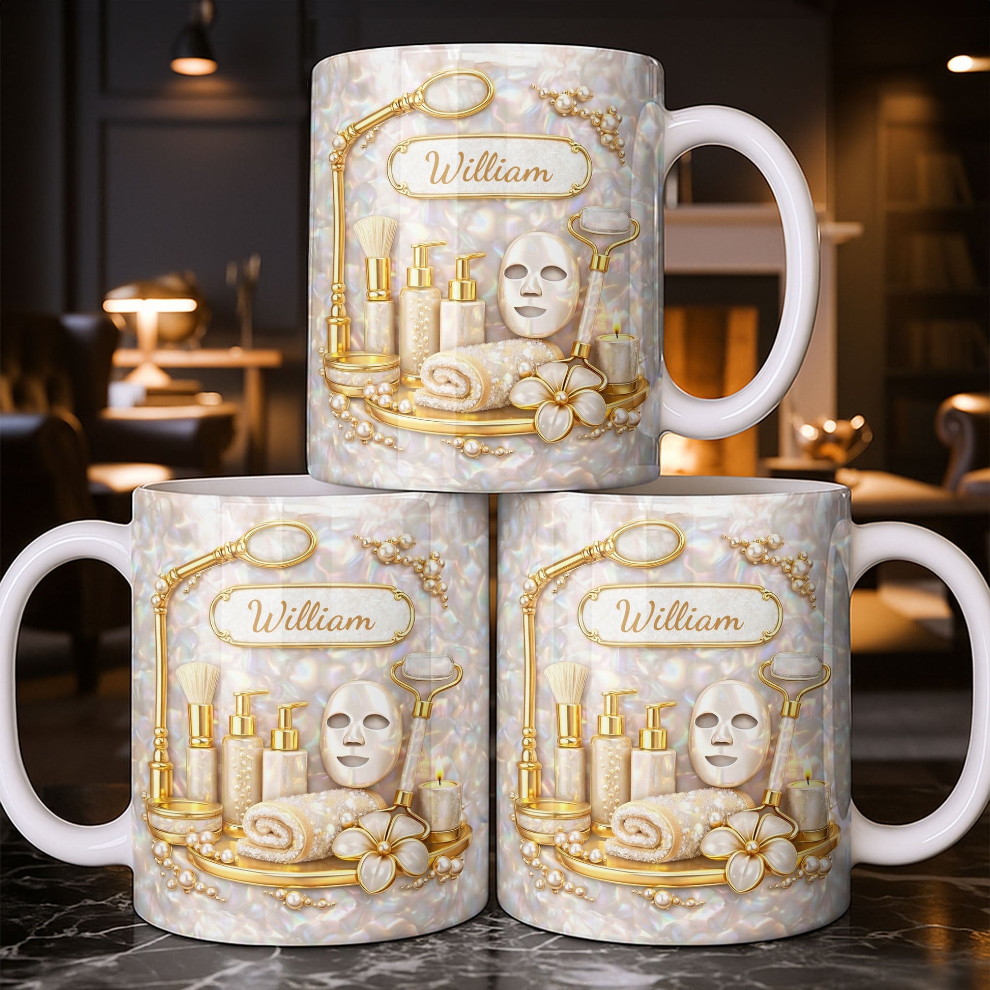 Skincare Essentials For The Best Esthetician With Pearls And Tools - Personalized Custom Coffee Mug - JBS225_MG