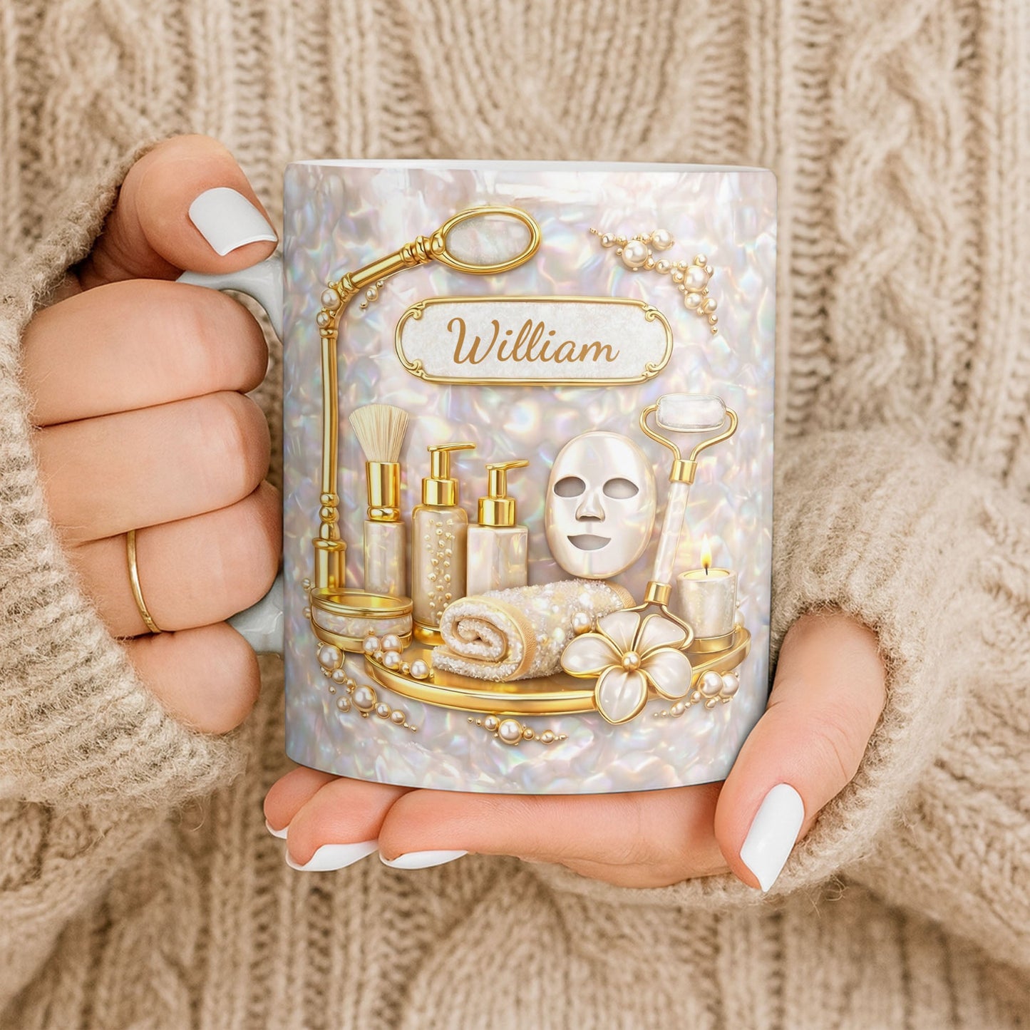 Skincare Essentials For The Best Esthetician With Pearls And Tools - Personalized Custom Coffee Mug - JBS225_MG