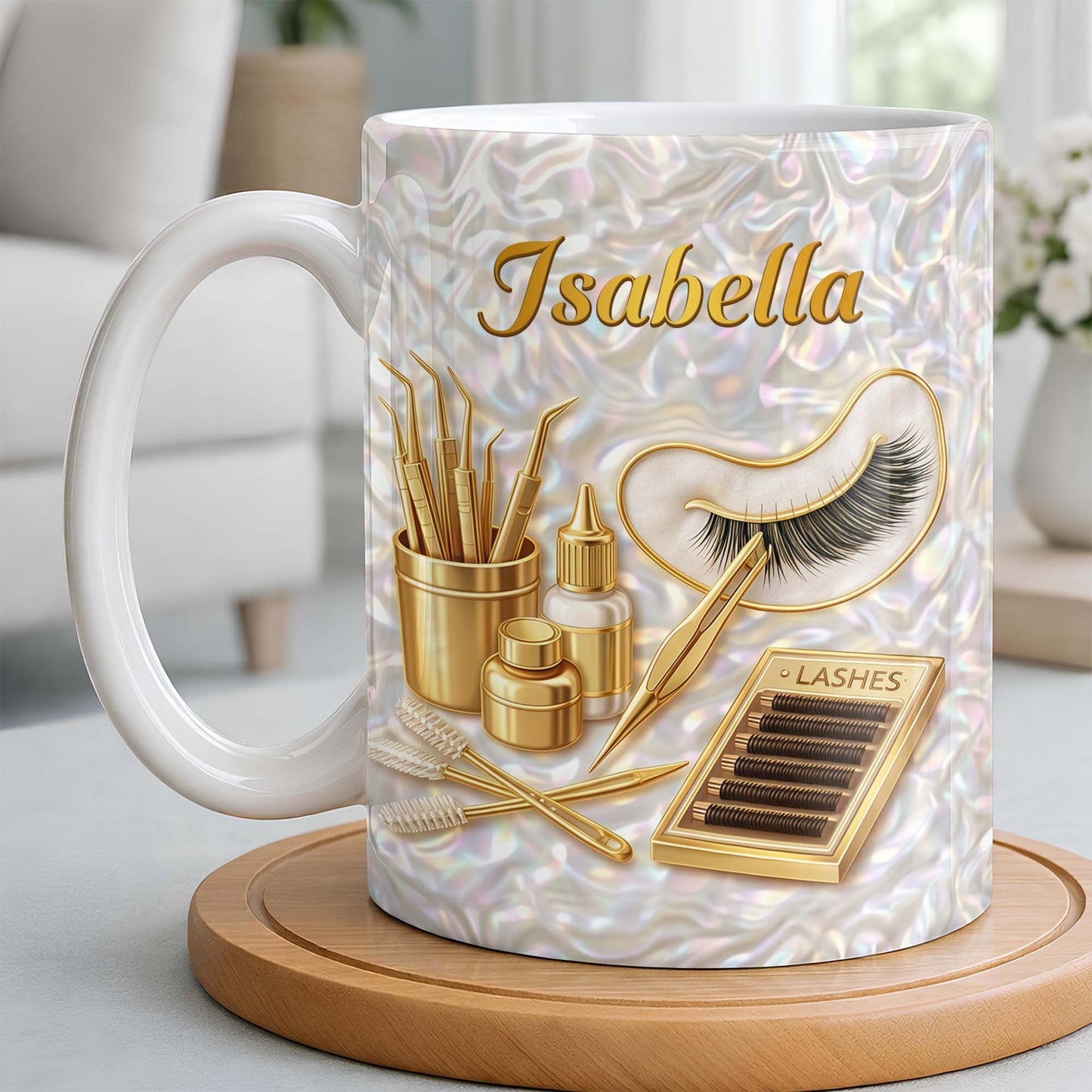 Lashes Professional Tools And Golden Lash Artist Accessories - Personalized Custom Coffee Mug - JBS226_MG