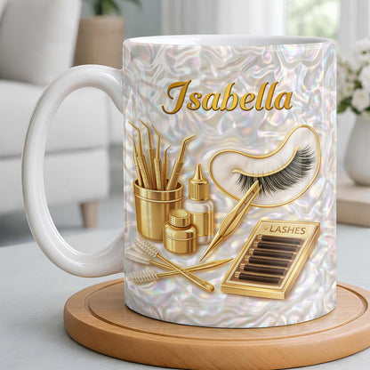 Lashes Professional Tools And Golden Lash Artist Accessories - Personalized Custom Coffee Mug - JBS226_MG