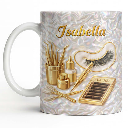 Lashes Professional Tools And Golden Lash Artist Accessories - Personalized Custom Coffee Mug - JBS226_MG