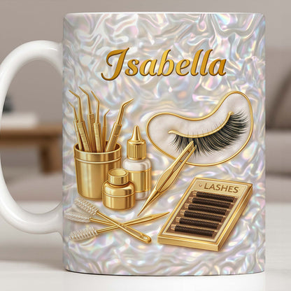 Lashes Professional Tools And Golden Lash Artist Accessories - Personalized Custom Coffee Mug - JBS226_MG