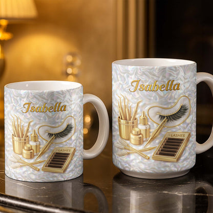Lashes Professional Tools And Golden Lash Artist Accessories - Personalized Custom Coffee Mug - JBS226_MG